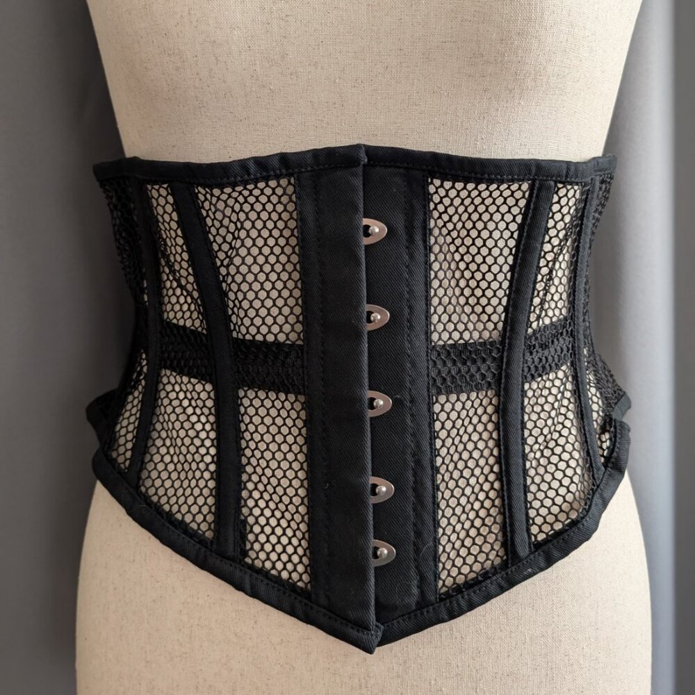 NWT HI-DARK WEARS underbust waist corset cincher 3XL (fits like 1X) black cotton